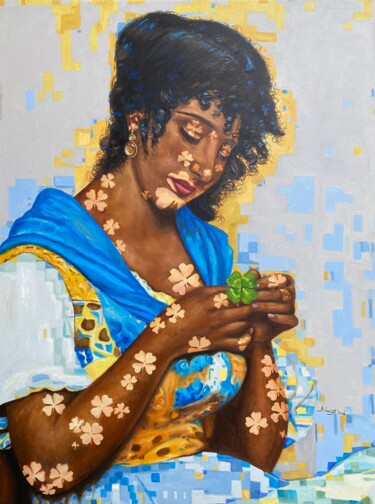 Painting titled "The Trifolium Girl I" by Ganiyat Abdulazeez, Original Artwork, Oil
