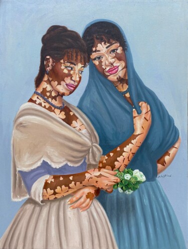 Картина под названием "Beautiful Vitiligo…" - Ganiyat Abdulazeez, Подлинное произведение искусства, Масло