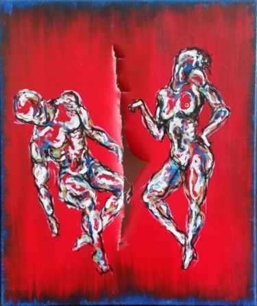 Painting titled "The falt" by Elodie Bedon (Garance Be.), Original Artwork, Oil Mounted on Wood Panel