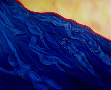 Peinture intitulée "Au fil de l'eau" par Elodie Bedon (Garance Be.), Œuvre d'art originale, Huile