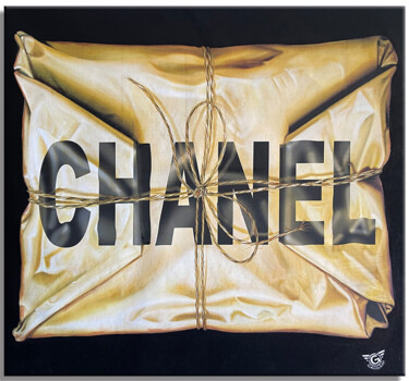 Malerei mit dem Titel "Wrapped with Chanel…" von Gardani, Original-Kunstwerk, Öl Auf Keilrahmen aus Holz montiert