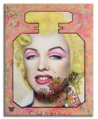 Painting titled "Marilyn Passion – O…" by Gardani, Original Artwork, Oil Mounted on Wood Stretcher frame
