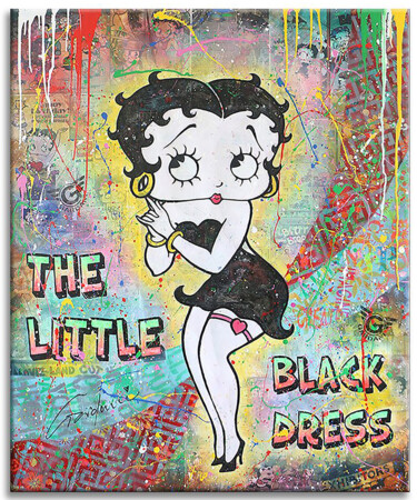 Schilderij getiteld "The Little Black Dr…" door Gardani, Origineel Kunstwerk, Olie Gemonteerd op Frame voor houten brancard