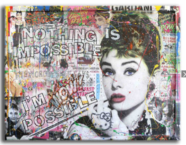 Schilderij getiteld "Audrey Hepburn Noth…" door Gardani, Origineel Kunstwerk, Acryl Gemonteerd op Houten paneel