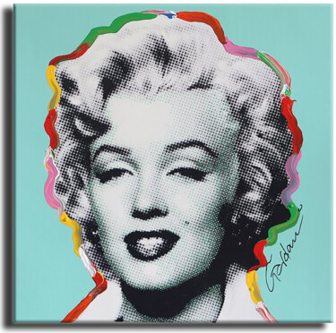 Schilderij getiteld "Marilyn Beautiful" door Gardani, Origineel Kunstwerk, Olie Gemonteerd op Frame voor houten brancard