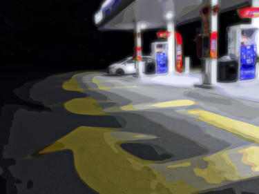 「Gas Station Dreams…」というタイトルのデジタルアーツ Gareth P Jonesによって, オリジナルのアートワーク, 2Dデジタルワーク