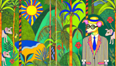 Arts numériques intitulée "Encontro na Selva C…" par Garfield Tusset, Œuvre d'art originale, Peinture numérique