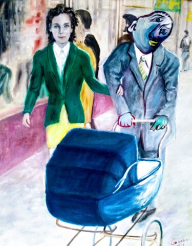 「Le Landau (?)」というタイトルの絵画 Garjifetによって, オリジナルのアートワーク, オイル ウッドストレッチャーフレームにマウント