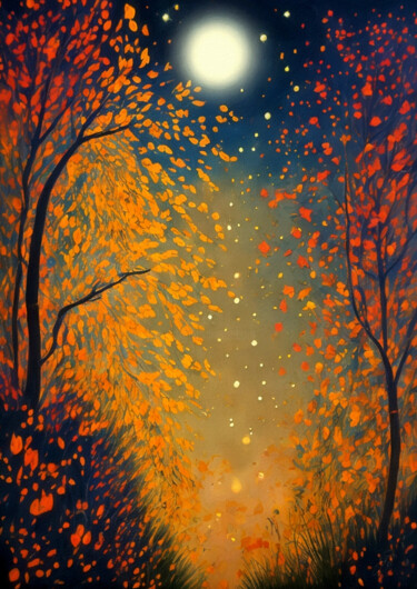 Arte digital titulada "Herbstlandschaft IX" por Garrulus Glandarius, Obra de arte original, Pintura Digital