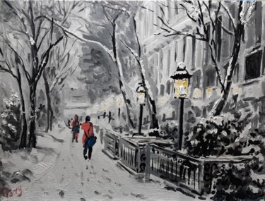 Pittura intitolato "Winter lanscape 01" da Garry Arzumanyan, Opera d'arte originale, Olio