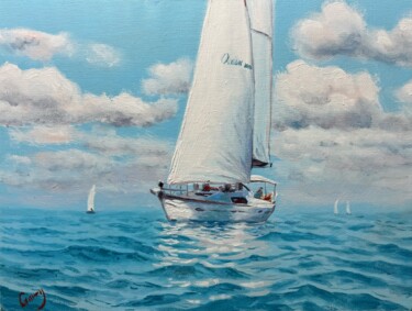 Malarstwo zatytułowany „Seascape 41” autorstwa Garry Arzumanyan, Oryginalna praca, Olej Zamontowany na Drewniana rama noszy