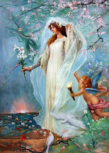 Schilderij getiteld "Fairy 001D" door Garvin Ree, Origineel Kunstwerk, Olie