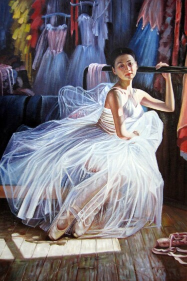 Painting titled "Ballerina 17D" by Garvin Ree, Original Artwork, Oil Mounted on Wood Stretcher frame