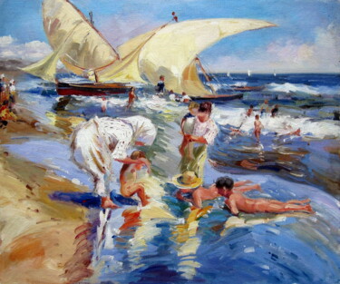 Pittura intitolato "Beach 227" da Garvin Ree, Opera d'arte originale, Olio Montato su Telaio per barella in legno