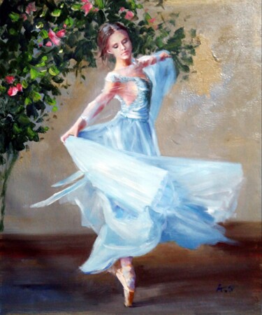 Painting titled "Ballerina 104D" by Garvin Ree, Original Artwork, Oil Mounted on Wood Stretcher frame