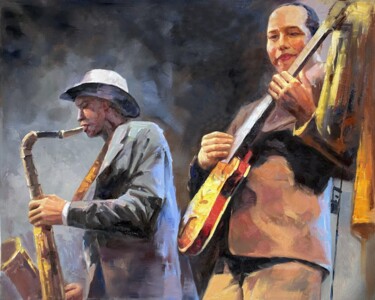 Painting titled "Jazz musicians 01D" by Garvin Ree, Original Artwork, Oil