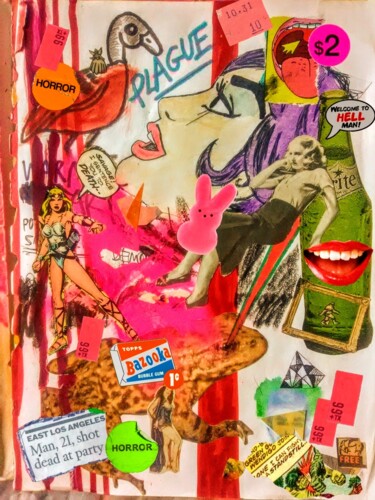Collages titled "Plague" by Gary Trujillo, Original Artwork, Marker