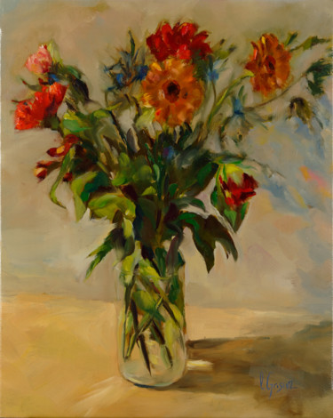 Malerei mit dem Titel "Bouquets de fleurs…" von Laurence Gasior, Original-Kunstwerk, Öl
