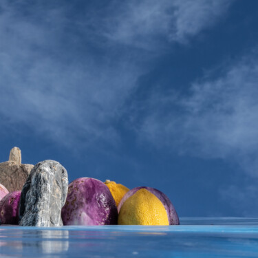 Fotografia zatytułowany „Eggplant and two le…” autorstwa Gaspard De Gouges, Oryginalna praca, Fotografia cyfrowa