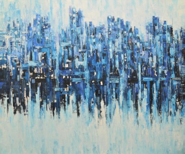 Painting titled "Blue Evening" by Ahmed Mande, Original Artwork, Acrylic