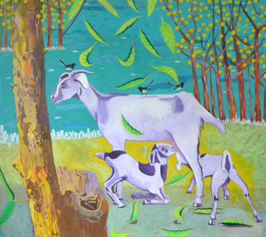 Painting titled "the mother's care" by Gayatri Artist, Original Artwork, Acrylic