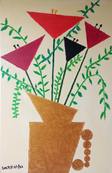 Malarstwo zatytułowany „Design vase/ Jarrón…” autorstwa Gazkob, Oryginalna praca, Akryl