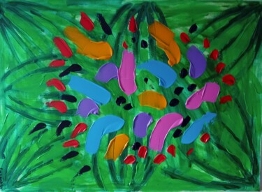 Peinture intitulée "Flowers in freedom/…" par Gazkob, Œuvre d'art originale, Acrylique