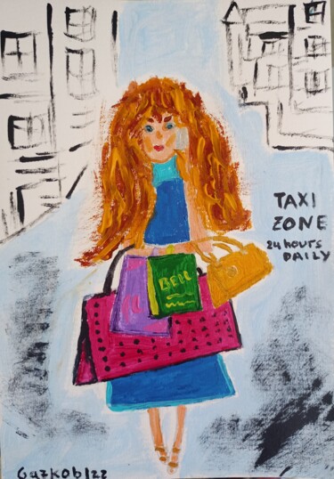 Painting titled "Shopping" by Gazkob, Original Artwork, Acrylic