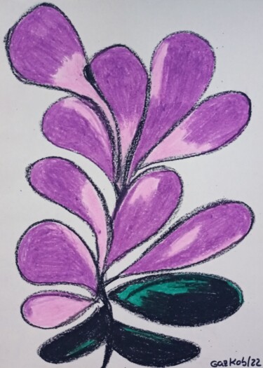 Drawing titled "Mauve flower" by Gazkob, Original Artwork, Wax