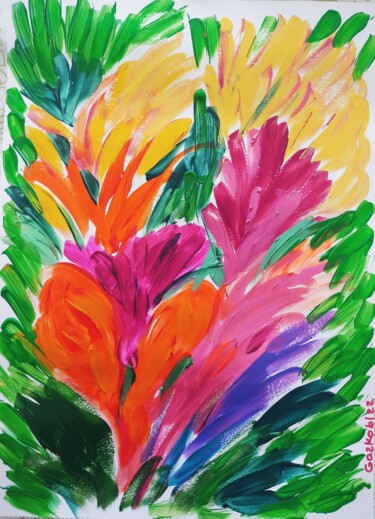Peinture intitulée "Caribbean flowers -…" par Gazkob, Œuvre d'art originale, Acrylique