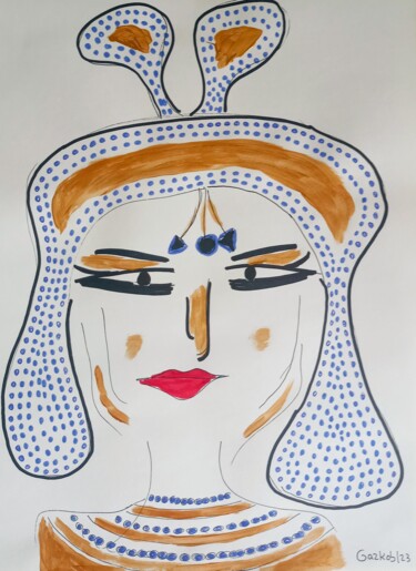 Painting titled "Egyptian femininity" by Gazkob, Original Artwork, Acrylic