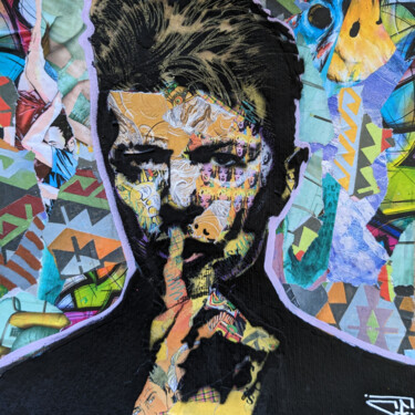 Pintura intitulada "David Bowie 3" por G. Carta, Obras de arte originais, Acrílico Montado em Painel de madeira