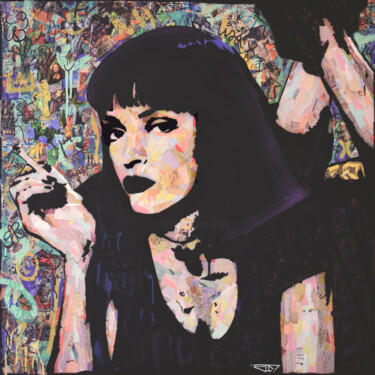 Painting titled "Mia Wallace Pulp Fi…" by G. Carta, Original Artwork, Acrylic Mounted on Wood Stretcher frame