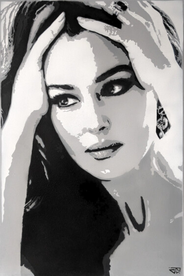 Peinture intitulée "Monica Bellucci" par G. Carta, Œuvre d'art originale, Acrylique Monté sur Châssis en bois