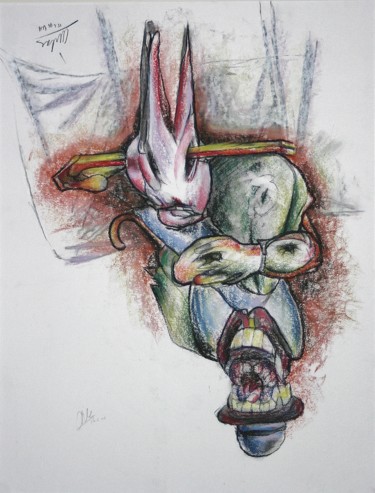 Drawing titled "Blind hatred is in…" by Gerrit Cnossen, Original Artwork, Pastel Mounted on Cardboard