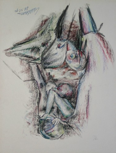 Drawing titled "Again longing for t…" by Gerrit Cnossen, Original Artwork, Pastel Mounted on Cardboard