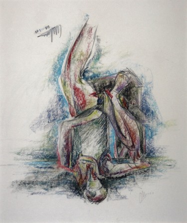 Рисунок под названием "Phoenix 1 who,  alm…" - Gerrit Cnossen, Подлинное произведение искусства, Пастель Установлен на картон