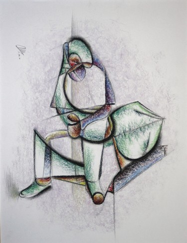 Painting titled "From shield .. (On…" by Gerrit Cnossen, Original Artwork, Pastel Mounted on Cardboard