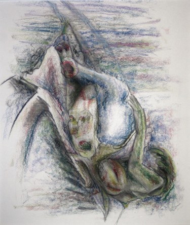 Рисунок под названием "The carrying and un…" - Gerrit Cnossen, Подлинное произведение искусства, Пастель Установлен на картон
