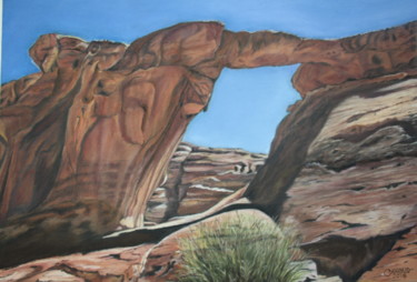 Ζωγραφική με τίτλο "Le désert du Wadi R…" από Gérard Nicaud, Αυθεντικά έργα τέχνης, Παστέλ