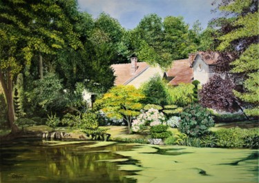 Peinture intitulée "Le parc du chateau…" par Gérard Nicaud, Œuvre d'art originale, Huile