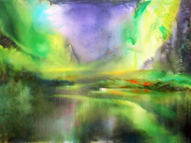 Painting titled "Aurora Borealis" by Geert Bordich, Original Artwork, Oil