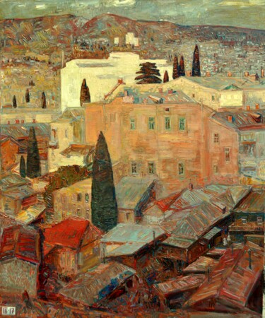 Картина под названием "Тбилиси" - Геймран Баймуханов, Подлинное произведение искусства, Масло