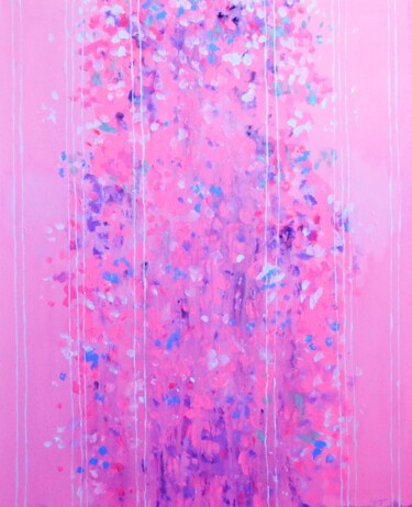 Painting titled "Flowers in pink" by Gela Mikava, Original Artwork, Acrylic