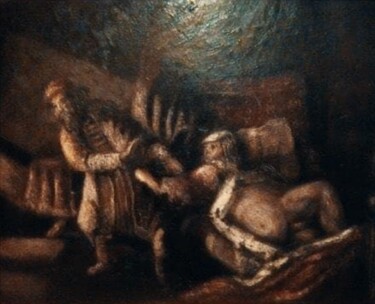 Malarstwo zatytułowany „Rembrandt style” autorstwa Gela Mikava, Oryginalna praca, Olej