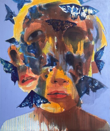 Painting titled "BUTTERFLIES #2" by Gela Mikava, Original Artwork, Acrylic