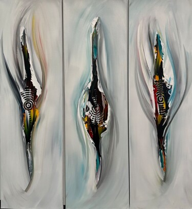 Malerei mit dem Titel "Abstract Three panel" von Gena Genadyj, Original-Kunstwerk, Acryl