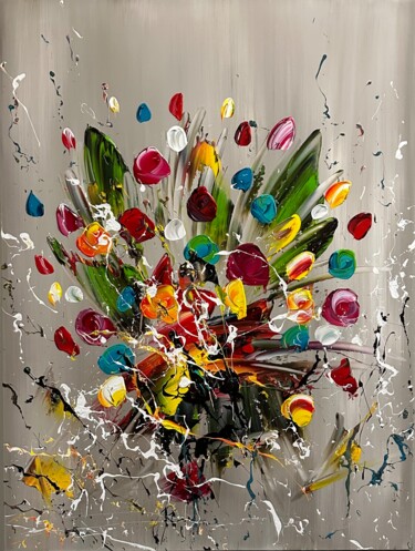 Painting titled "Fantasy Flowers" by Gena Genadyj, Original Artwork, Acrylic