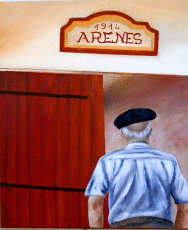 Peinture intitulée "les arènes" par Genevieve Sancere, Œuvre d'art originale, Huile