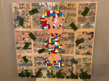 Collages titled "Richie Rich Acrylic…" by Genedieve, Original Artwork, Acrylic Mounted on Wood Stretcher frame